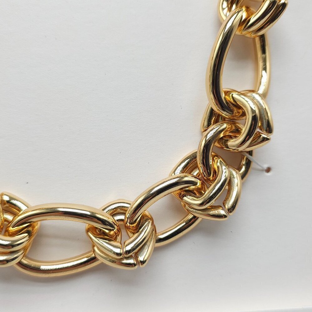 Chunky Gold Tone Interlocking Chain Necklace By Zara - Picture 4 of 6